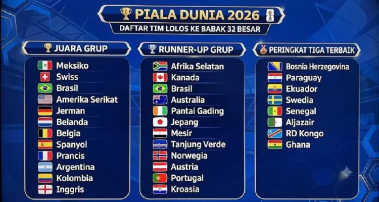 Daftar Tim yang Lolos ke Babak 32 Besar Piala Dunia 2026